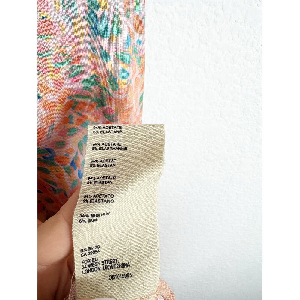 Free People Nowhere To Be Slip Dress Medium Midi Coral Floral Stretch Satin - Picture 6 of 14